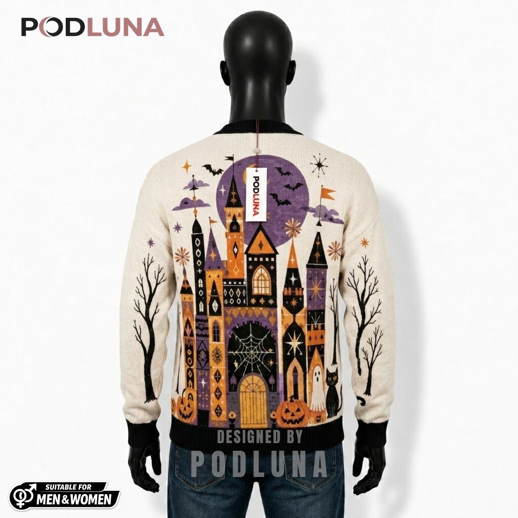Castle Halloween Cardigan Mosaic Black Cat 2 Castle Halloween Cardigan Mosaic Black Cat 2