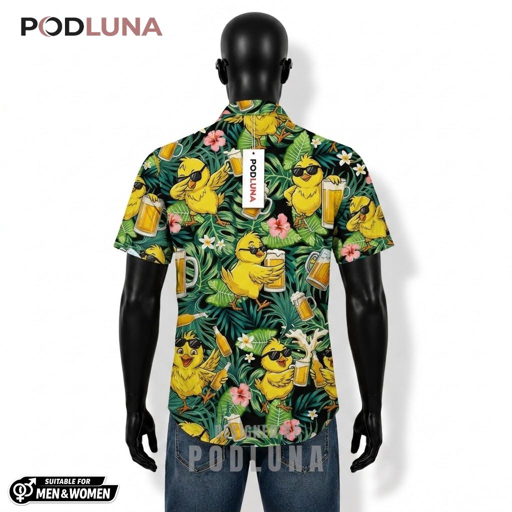 Chick Beer Hawaiian Shirt Sunglasses Tropical Floral Pattern Back Chick Beer Hawaiian Shirt Sunglasses Tropical Floral Pattern Back