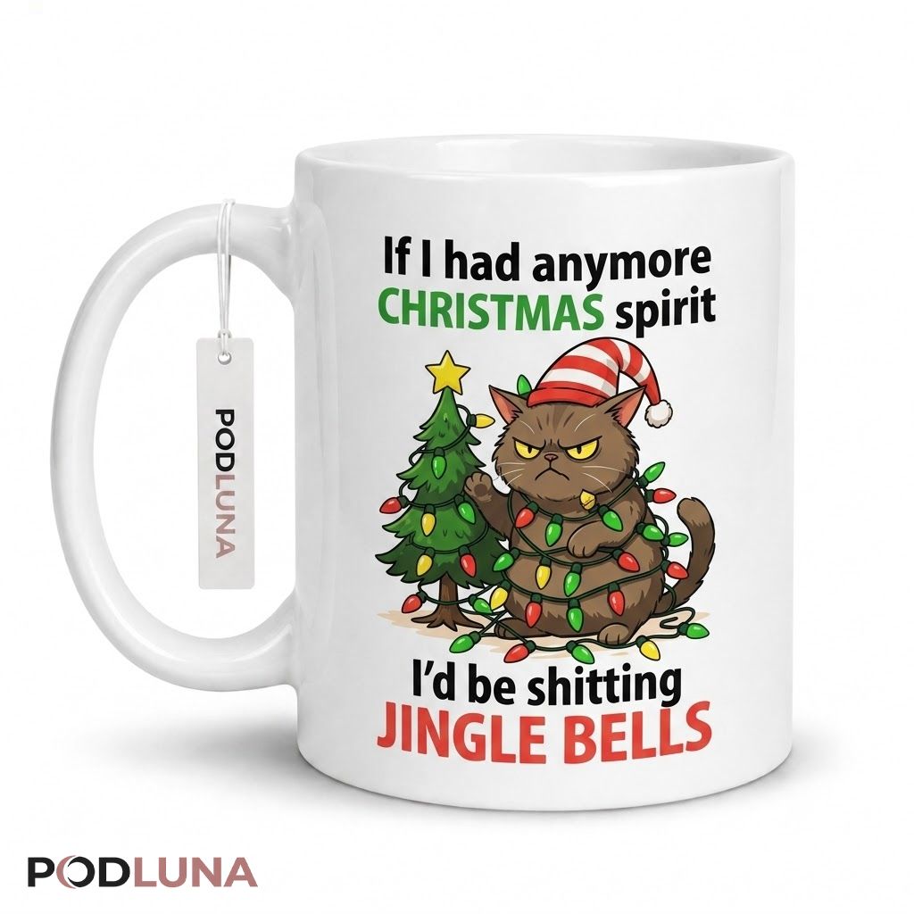 Christmas Cat Mug Funny Grumpy Cat Jingle Bells Gift 1