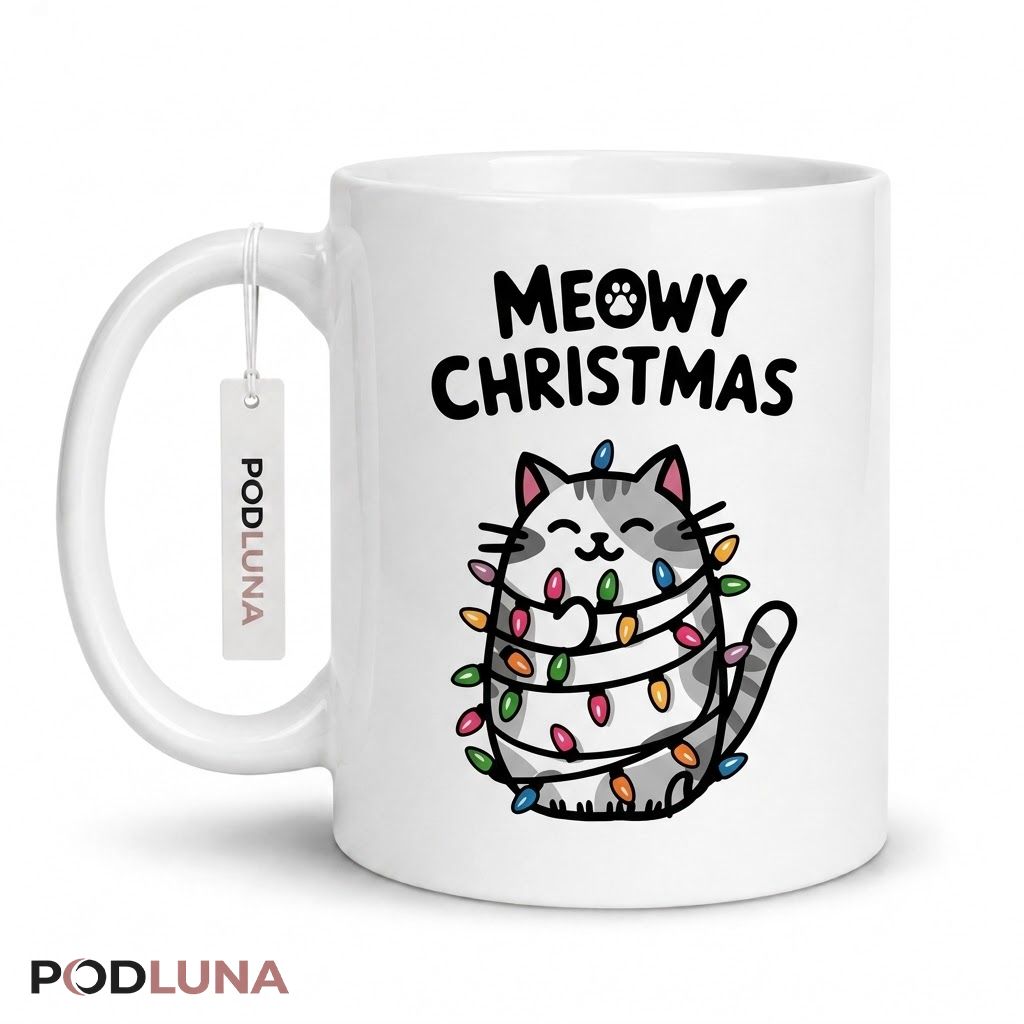 Christmas Cat Mug Meowy Christmas Cute Cat Lover Coffee Gift 1