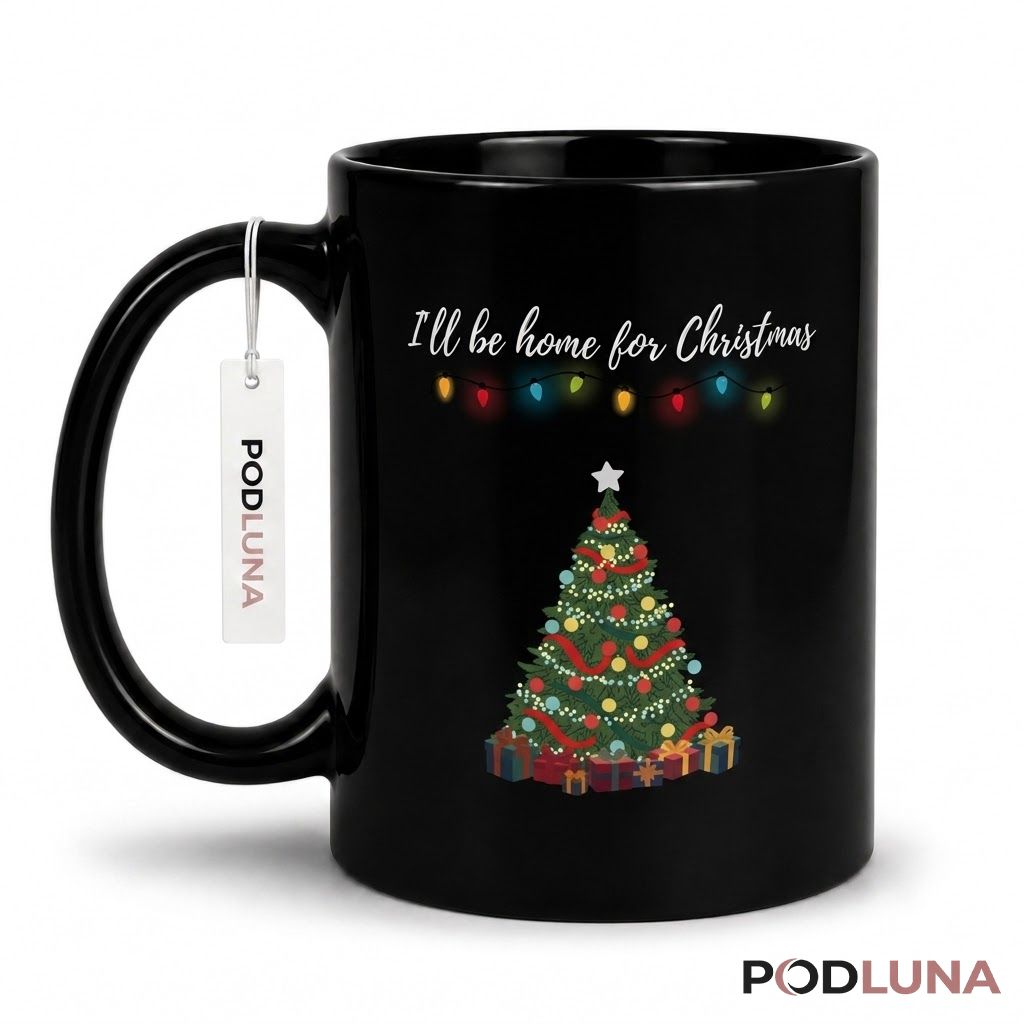Christmas Coffee Mugs I'll Be Home For Christmas Tree Lights Cup 1