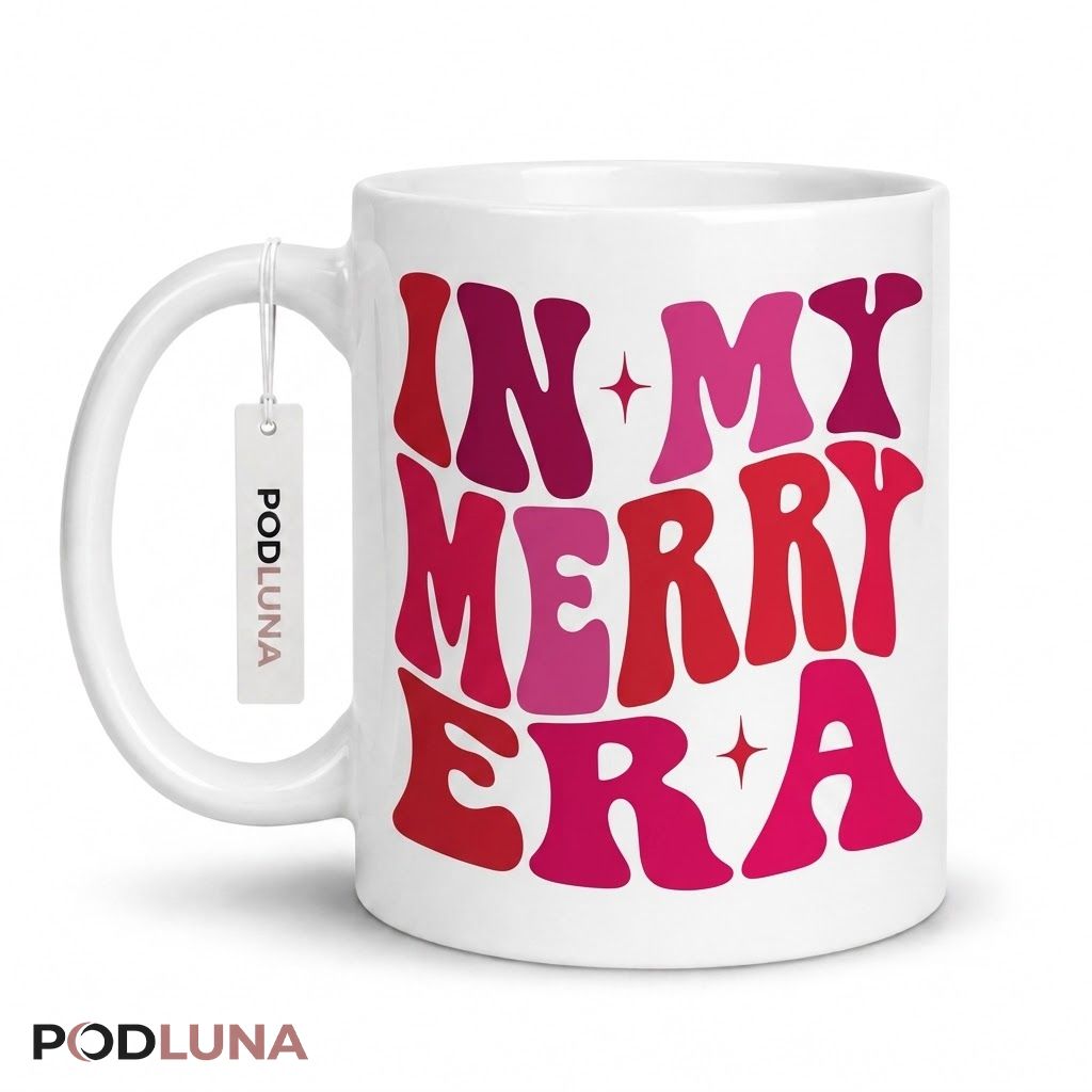 Christmas Coffee Mugs In My Merry Era Groovy Typography Coffee Cup 1
