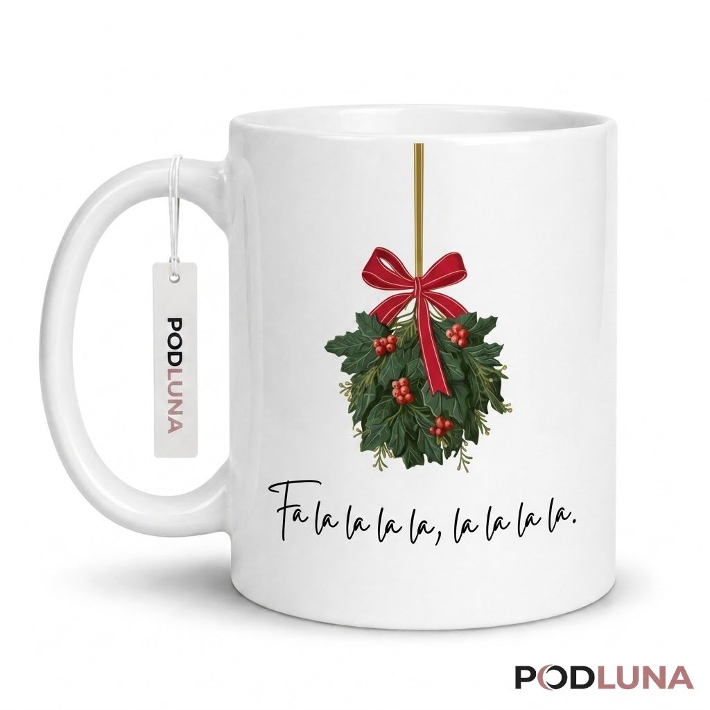 Christmas Coffee Mugs Mistletoe Fa La La La La Holiday Coffee Cup 1