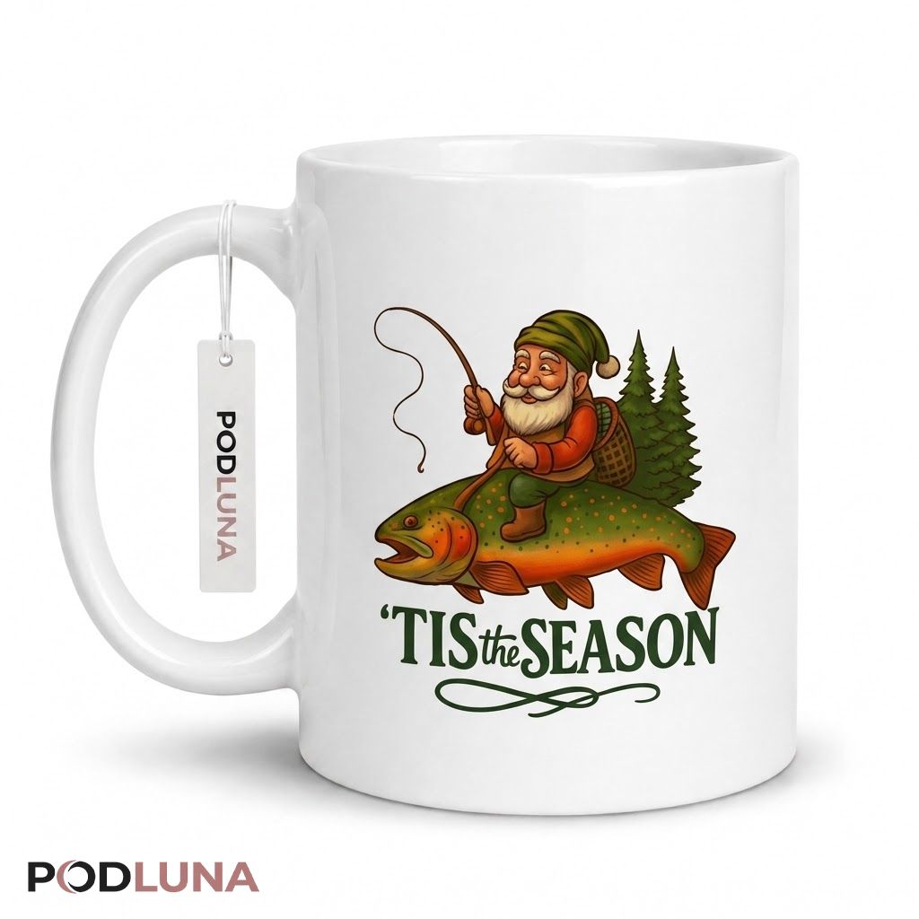 Christmas Coffee Mugs Tis The Season Santa Fishing Fish Lover Coffee Cup 1