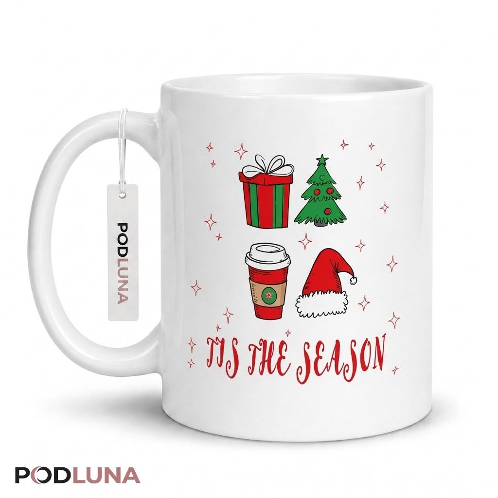 Christmas Coffee Mugs Tis The Season Santa Tree Holiday Gift 1