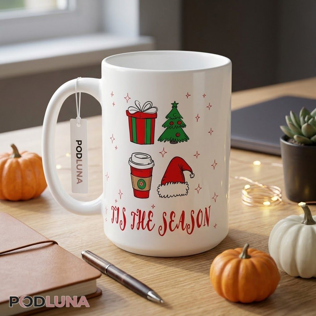 Christmas Coffee Mugs Tis The Season Santa Tree Holiday Gift 2 Christmas Coffee Mugs Tis The Season Santa Tree Holiday Gift 2