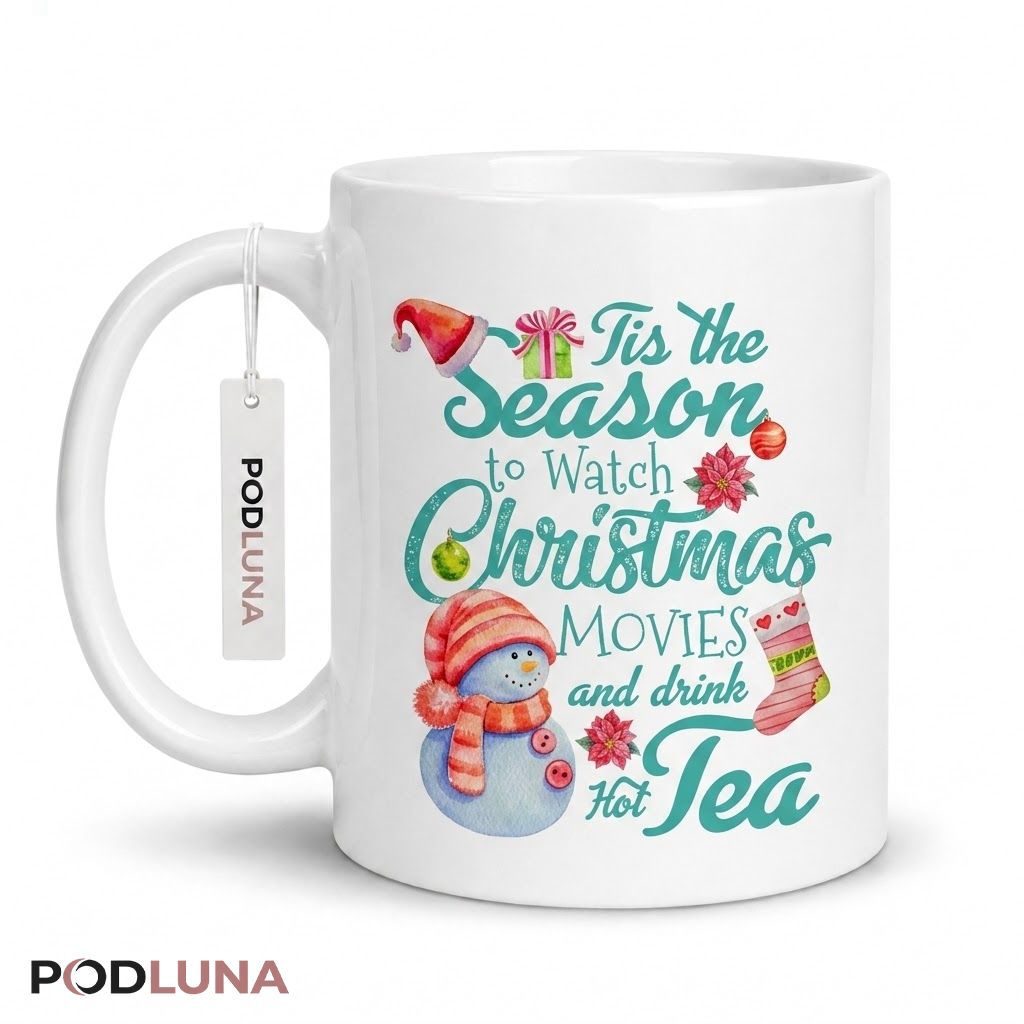 Christmas Coffee Mugs Tis The Season To Watch Movies Drink Hot Tea Coffee Cup 1