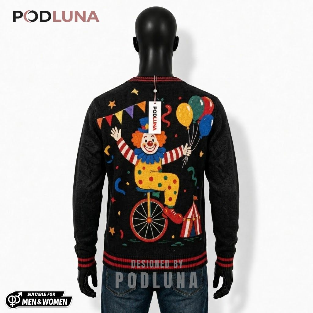 Clown Halloween Cardigan Circus Unicycle Balloon 2 Clown Halloween Cardigan Circus Unicycle Balloon 2