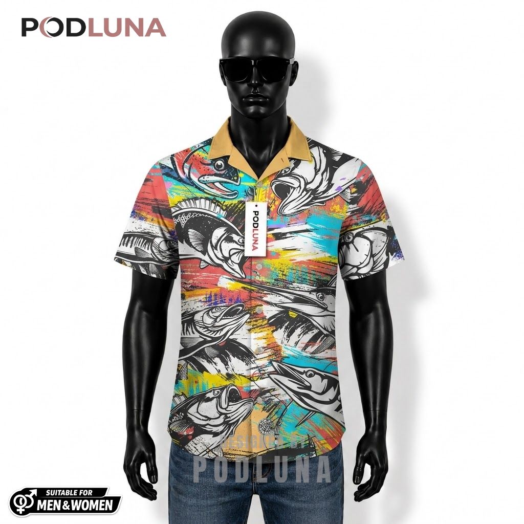 Colorful Fishing Hawaiian Shirt Saved Me Hooker Print Front