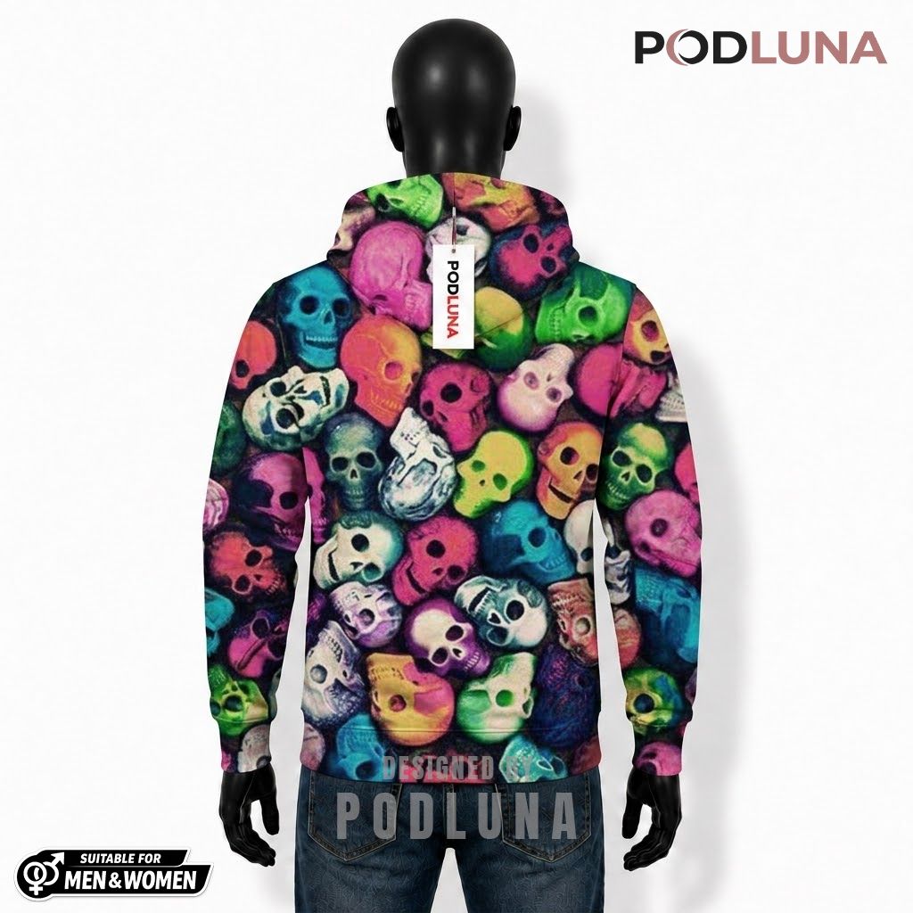 Colorful Halloween 3D Hoodie Multi Skull Pattern Graphic 2 Colorful Halloween 3D Hoodie Multi Skull Pattern Graphic 2