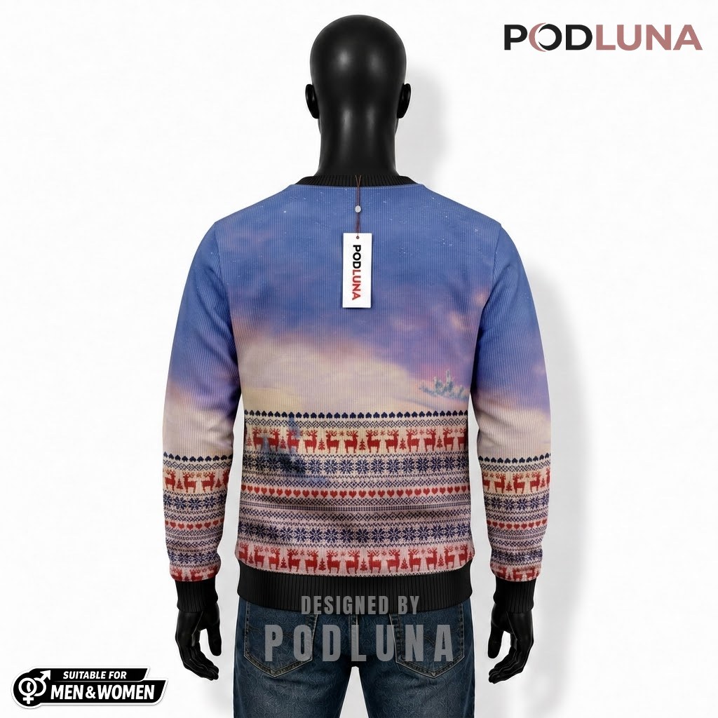 Cowboy Santa Ugly Sweater Christmas Horse Riding Back Cowboy Santa Ugly Sweater Christmas Horse Riding Back