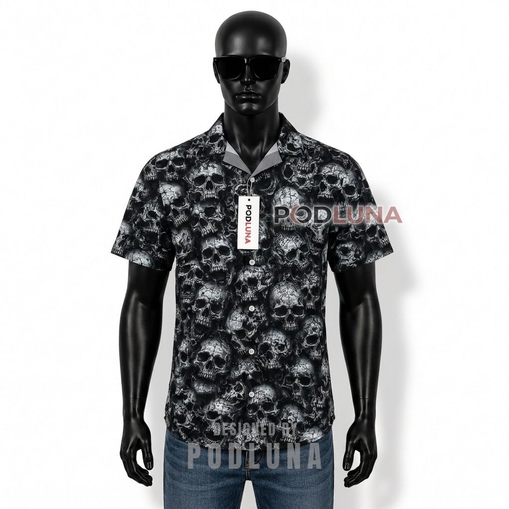 Cracked Skull Pile Hawaiian Shirt Front