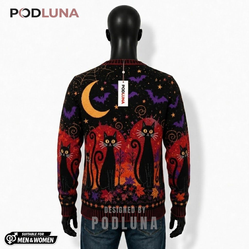 Crimson Halloween Cardigan Black Cat Moon 2 Crimson Halloween Cardigan Black Cat Moon 2