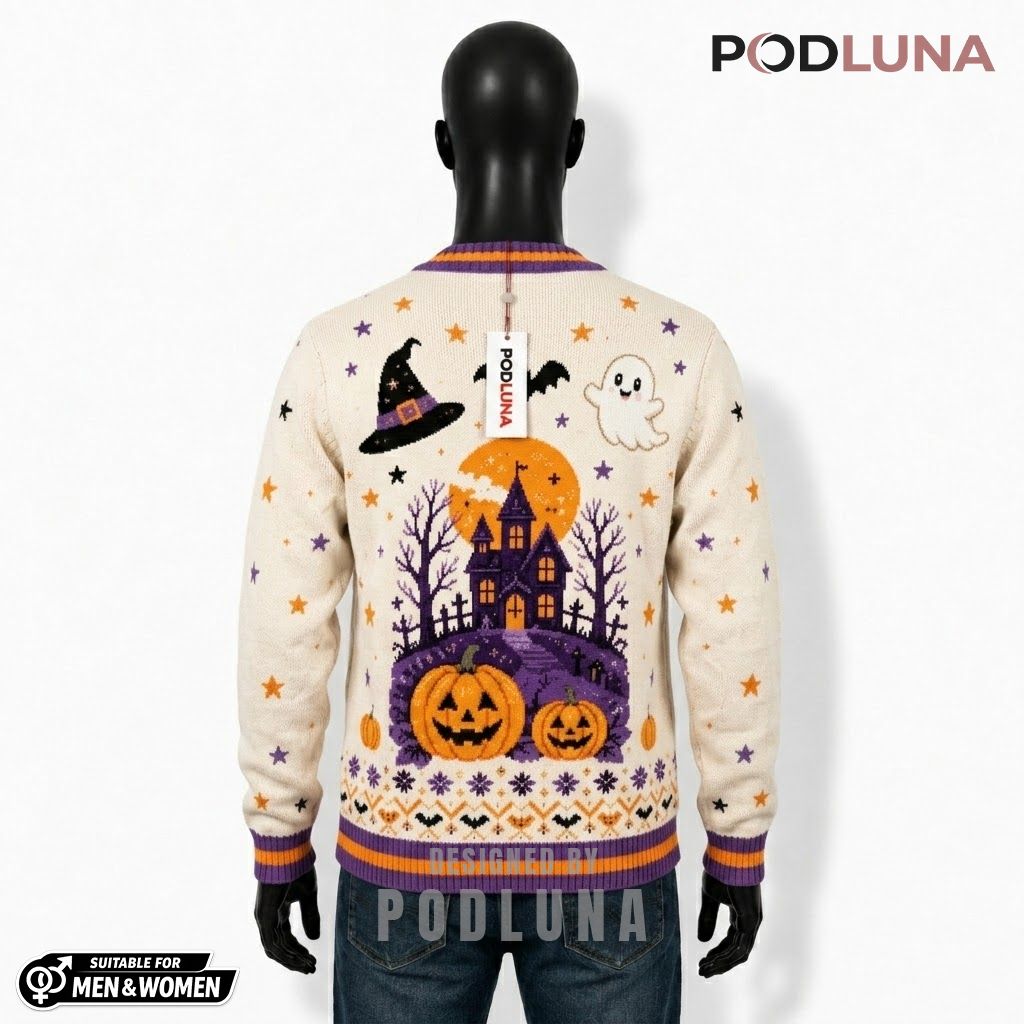 Custom Name Halloween Cardigan Ghost Black Cat 2 Custom Name Halloween Cardigan Ghost Black Cat 2