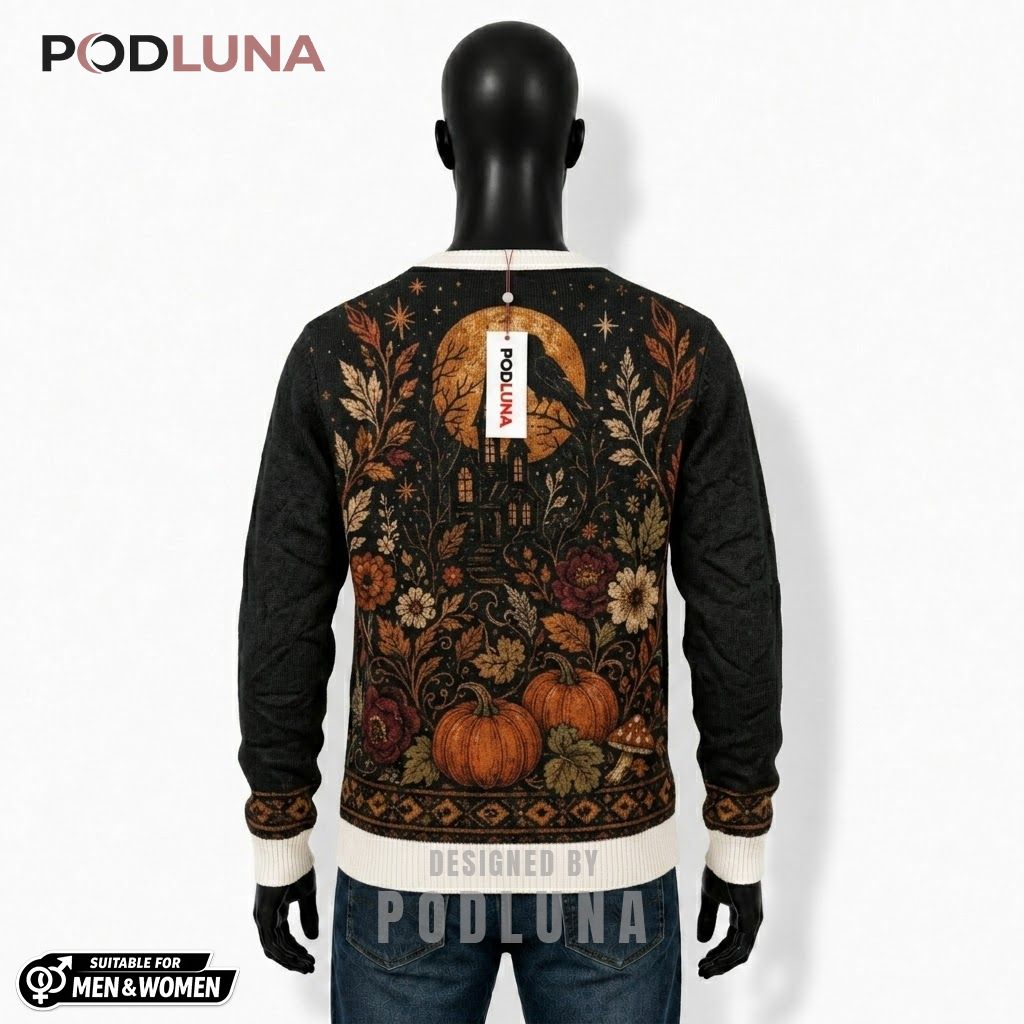 Custom Name Halloween Cardigan Raven Floral Moon 2 Custom Name Halloween Cardigan Raven Floral Moon 2
