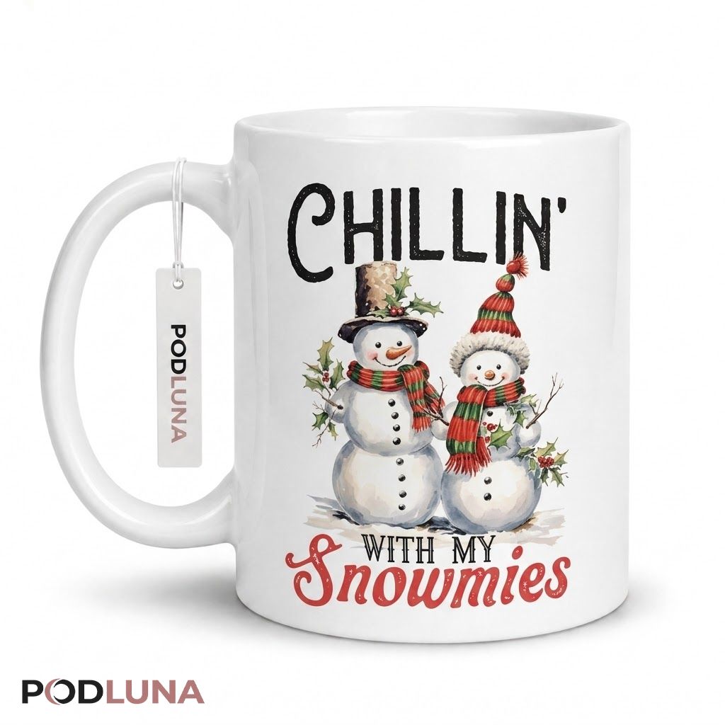Cute Christmas Mugs Chillin With My Snowmies Snowman Coffee Cup 1