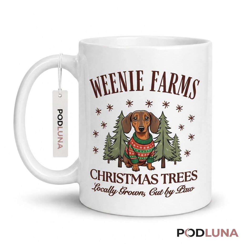 Cute Christmas Mugs Dachshund Weenie Farms Holiday Coffee Cup 1