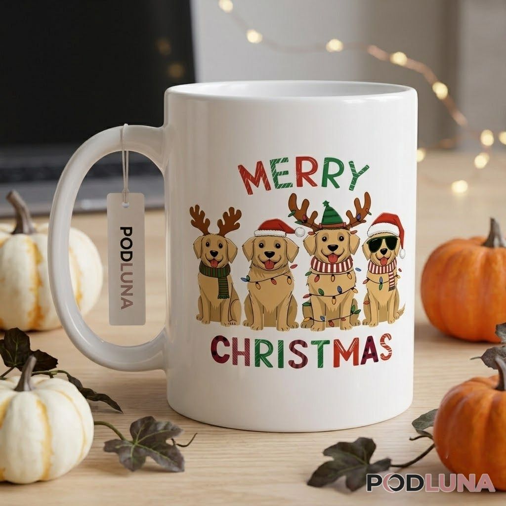 Cute Christmas Mugs Golden Retriever Merry Christmas Dog Coffee Cup 2 Cute Christmas Mugs Golden Retriever Merry Christmas Dog Coffee Cup 2
