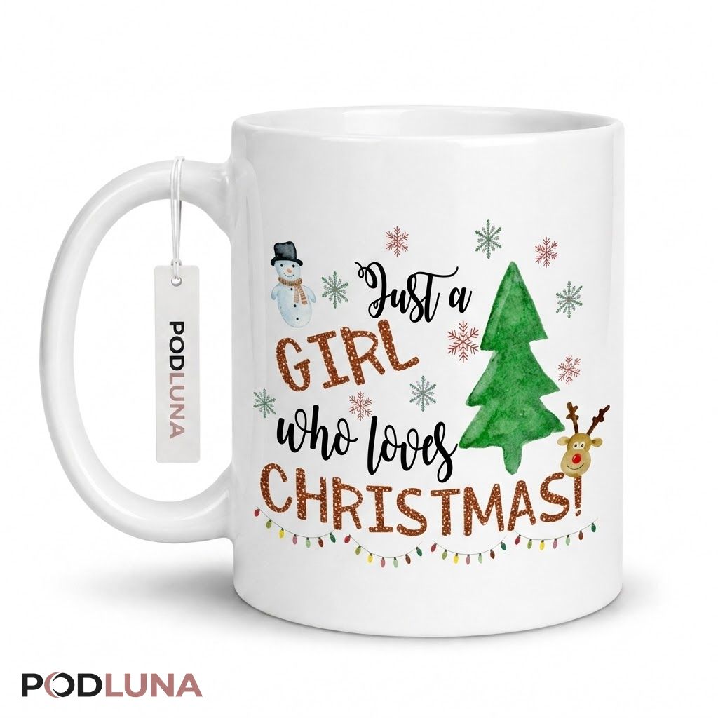 Cute Christmas Mugs Just A Girl Who Loves Christmas Coffee Cup 1