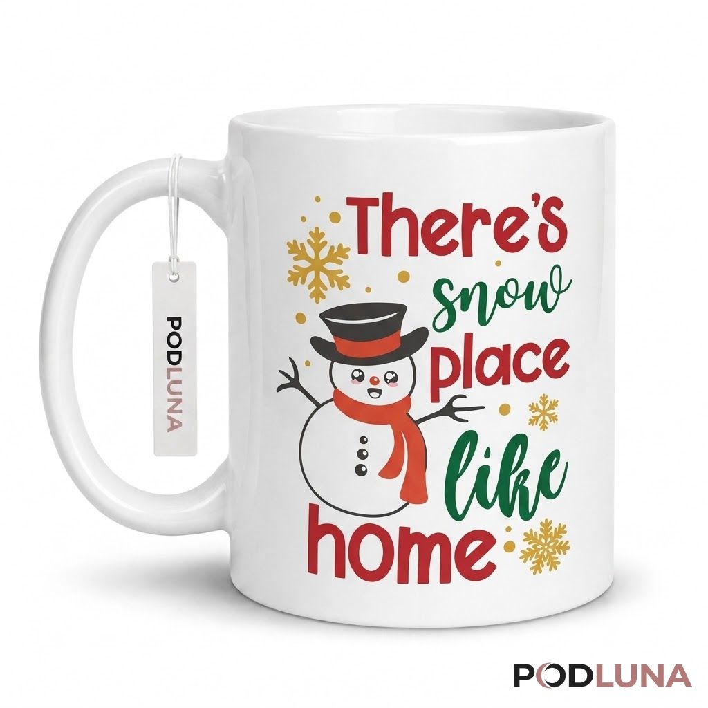 Cute Christmas Mugs There Is Snow Place Like Home Snowman Coffee Cup 1