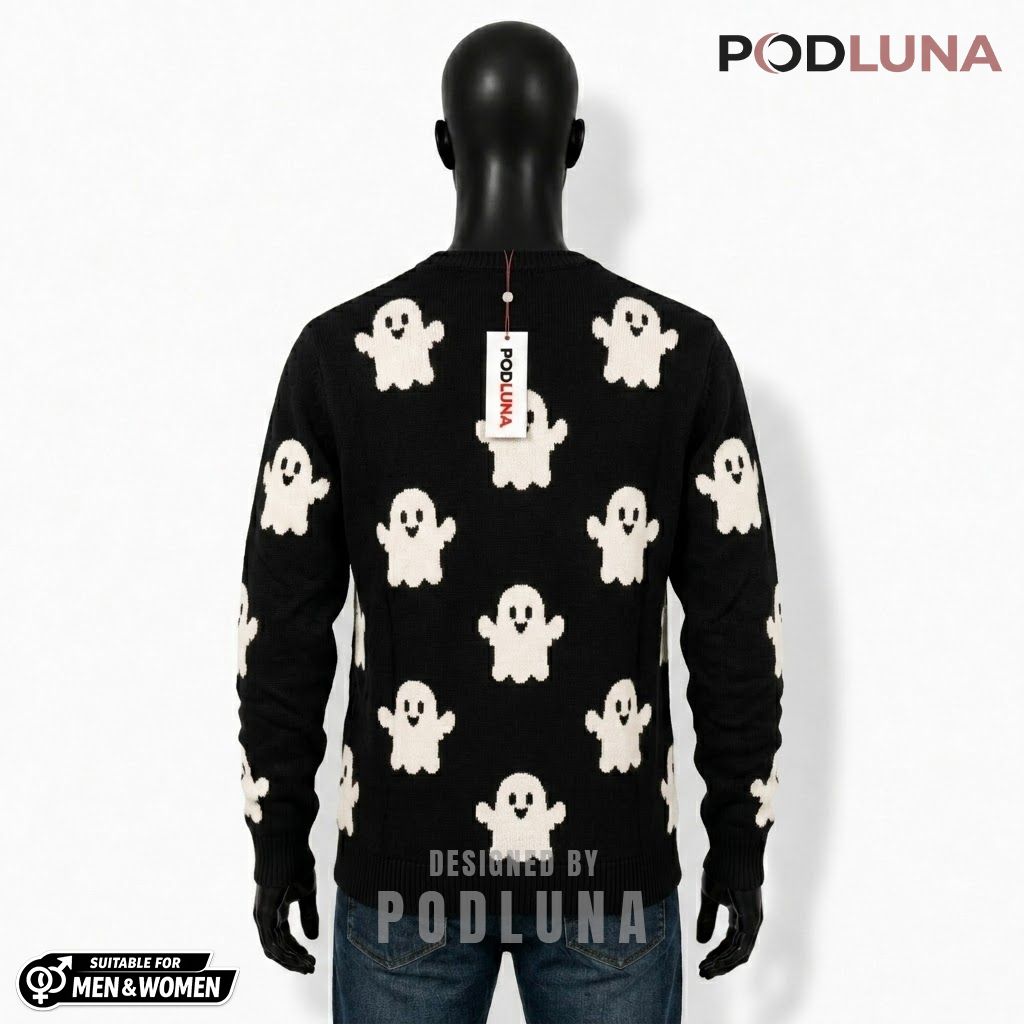 Cute Halloween Cardigan Ghost Print Sweater 2 Cute Halloween Cardigan Ghost Print Sweater 2