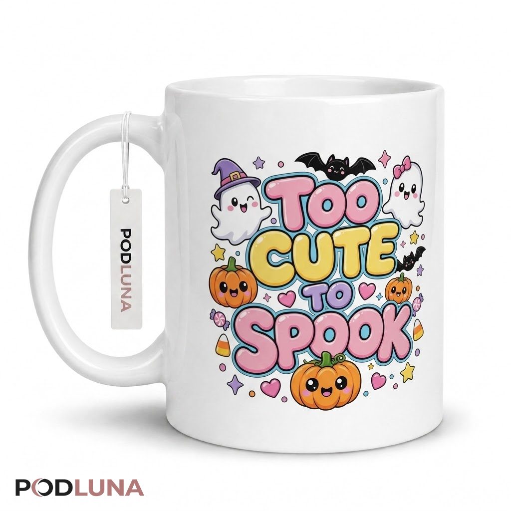 Cute Halloween Mug Too Cute To Spook Pumpkin Ghost 1