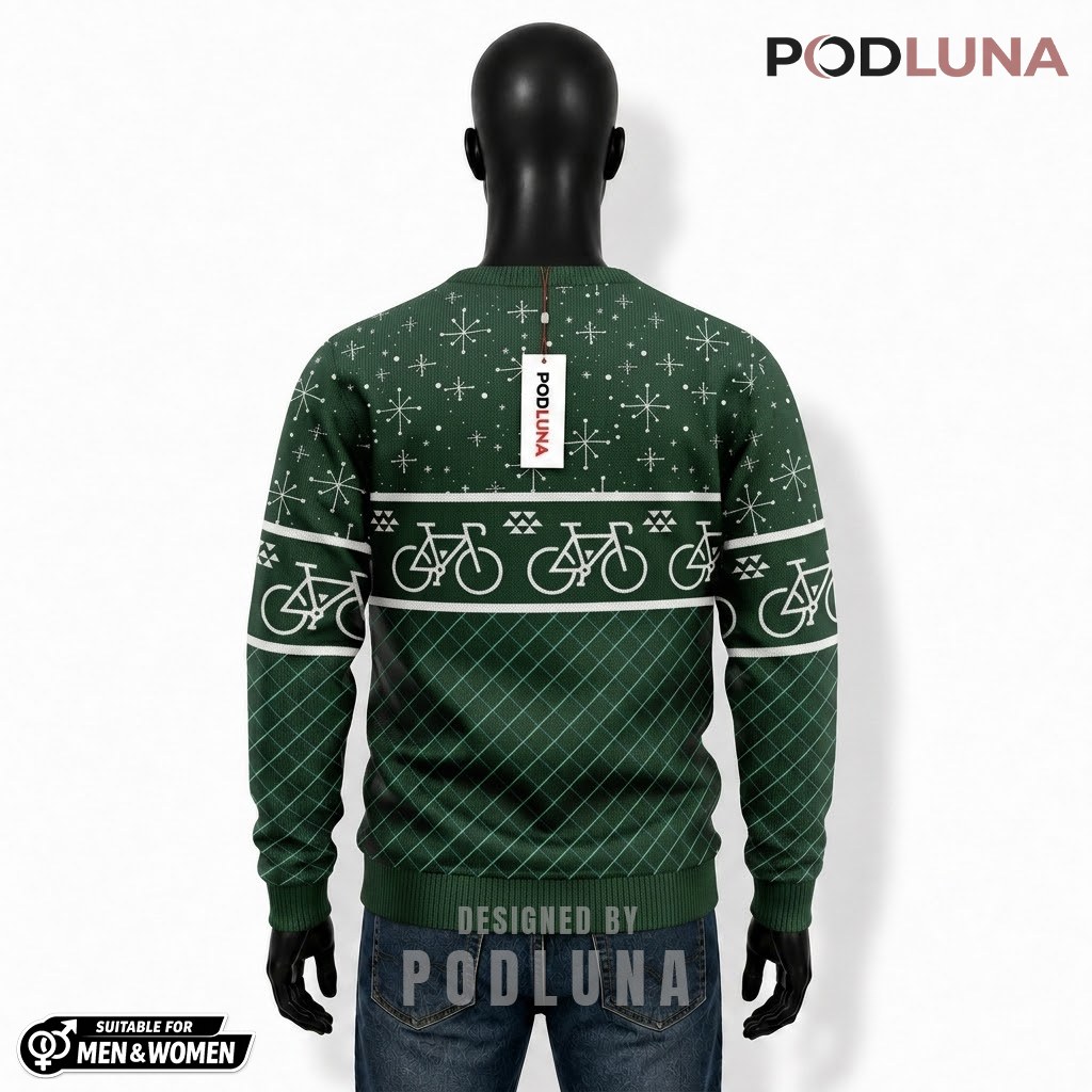 Cycling Santa Ugly Christmas Sweater Fun Bicycle Ride Back Cycling Santa Ugly Christmas Sweater Fun Bicycle Ride Back