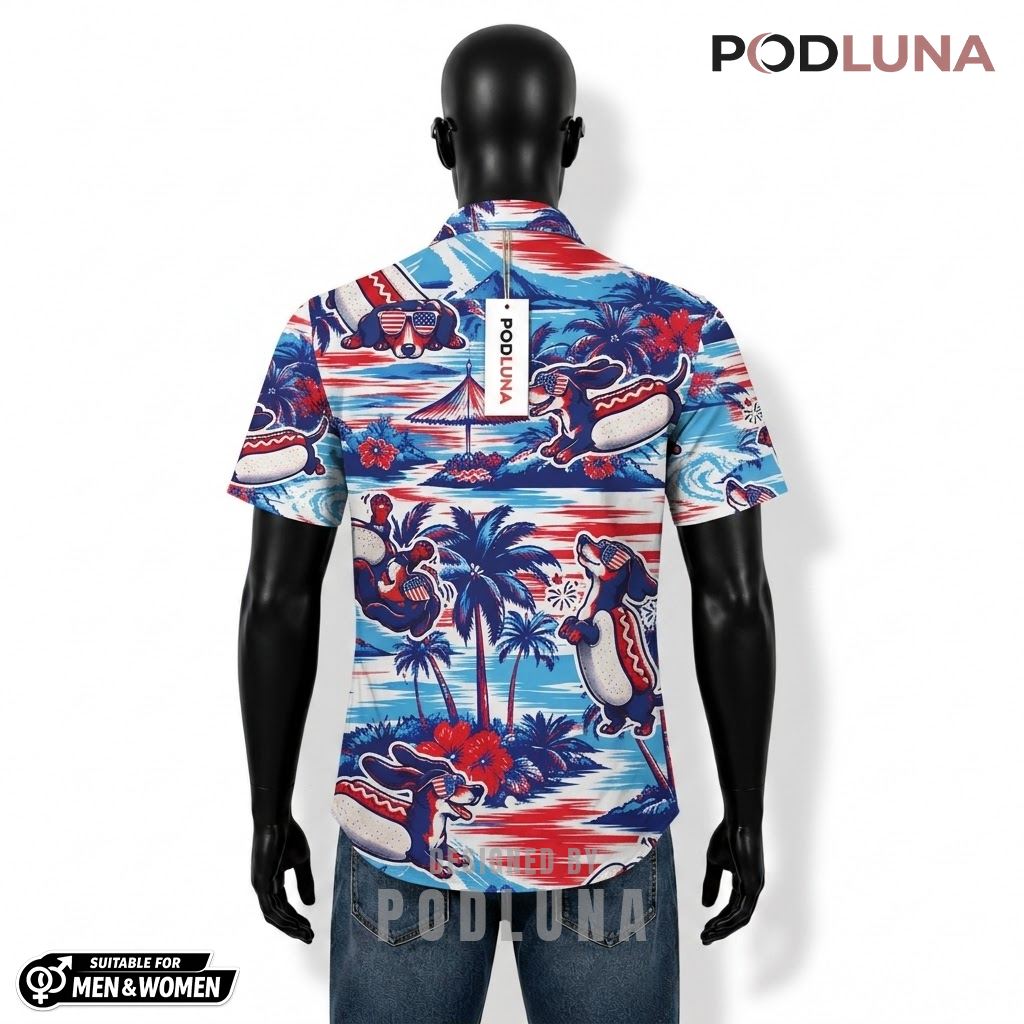 Dachshund Patriotic Hawaiian Shirt Beach Sunglasses Print Design Back Dachshund Patriotic Hawaiian Shirt Beach Sunglasses Print Design Back