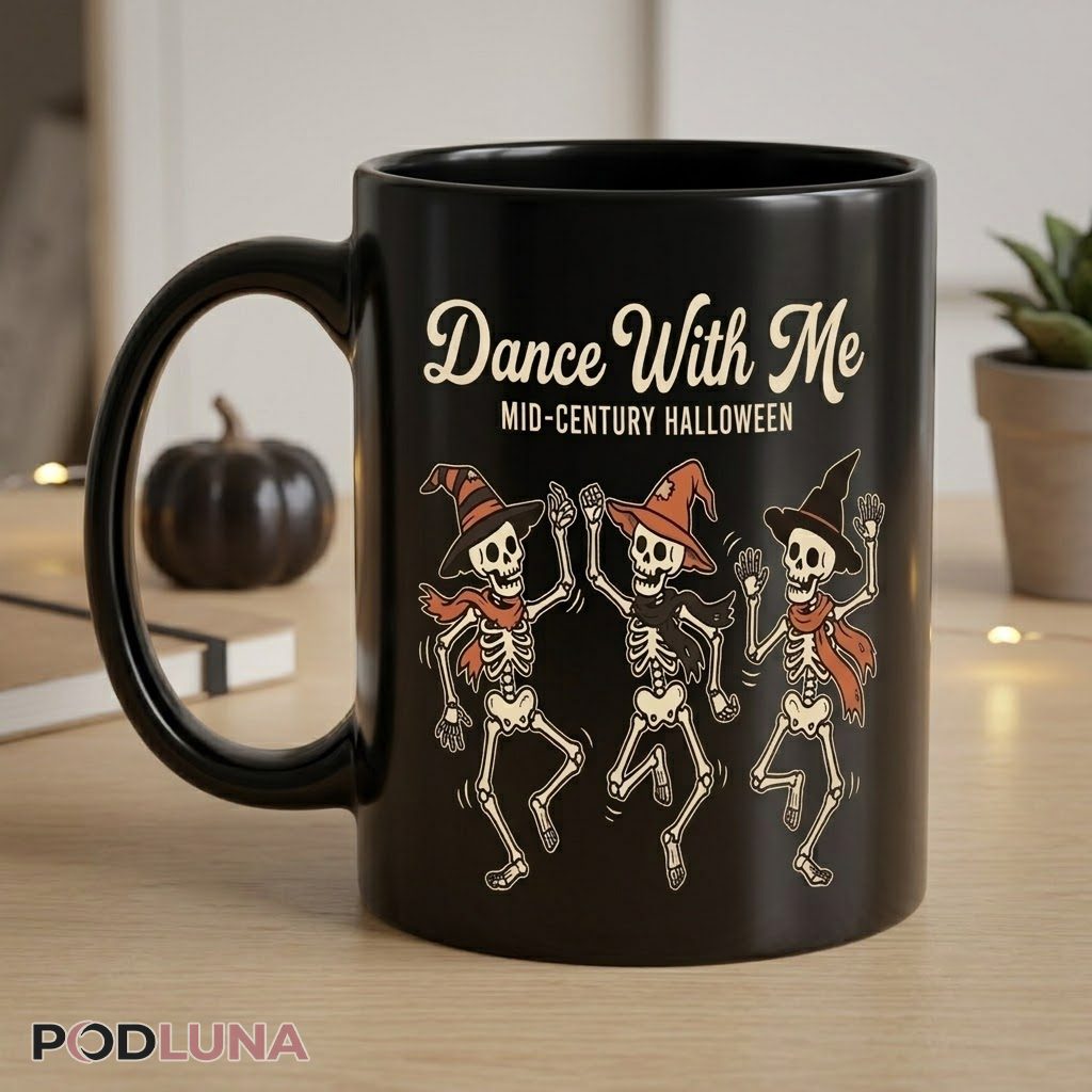 Dancing Skeletons Halloween Mug Dance With Me Quote 2 Dancing Skeletons Halloween Mug Dance With Me Quote 2