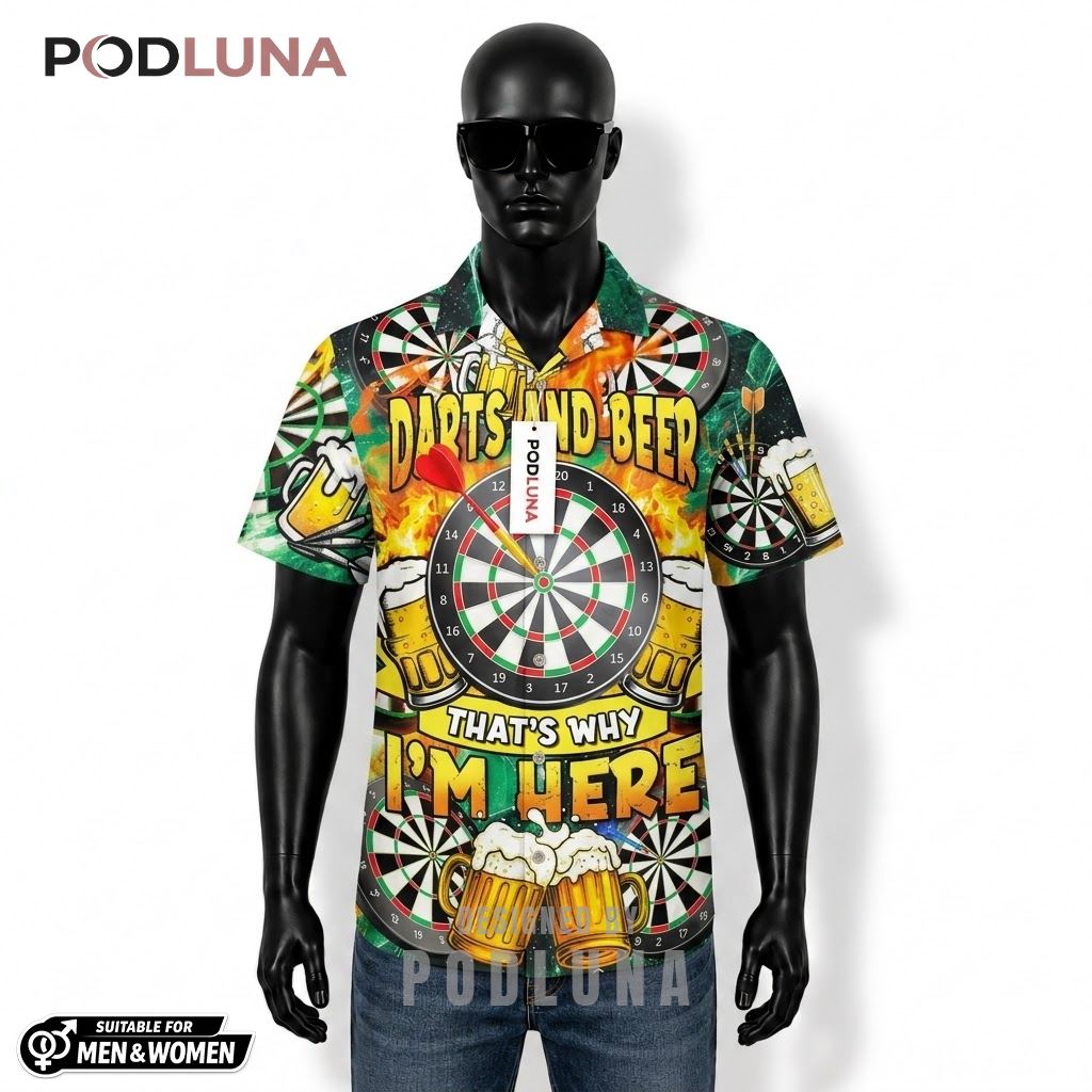 Dartboard Beer Hawaiian Shirt Flame Green Pattern Front
