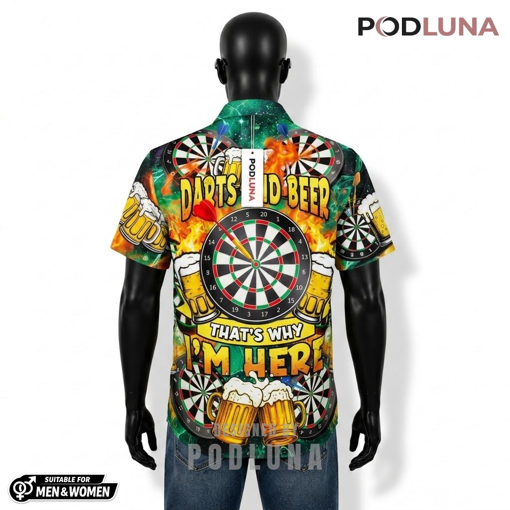 Dartboard Beer Hawaiian Shirt Flame Green Pattern Back Dartboard Beer Hawaiian Shirt Flame Green Pattern Back