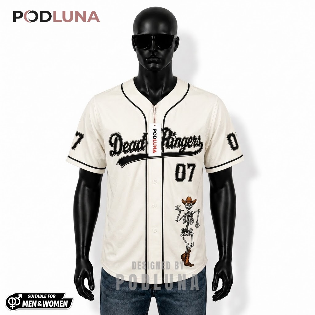 Dead Ringers Ride Or Rot Halloween Baseball Jersey Cowboy Skeleton 1