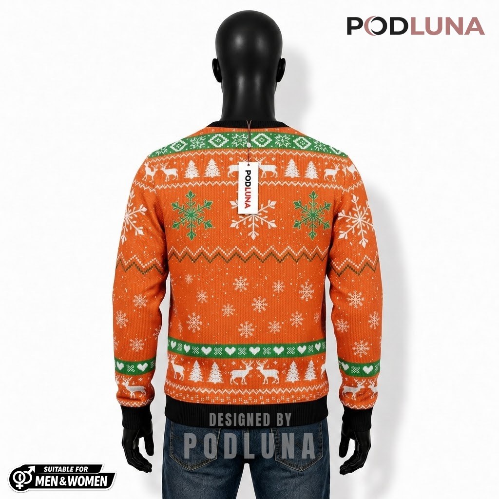Deer Ugly Sweater Christmas Merry Huntmas Orange Back Deer Ugly Sweater Christmas Merry Huntmas Orange Back