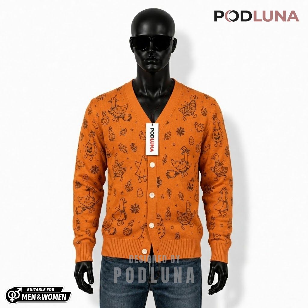 Duck Halloween Cardigan Costume Orange Pumpkin 1