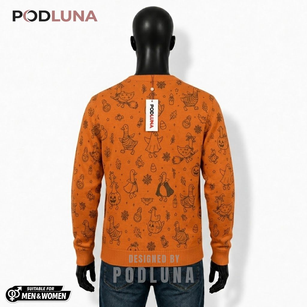 Duck Halloween Cardigan Costume Orange Pumpkin 2 Duck Halloween Cardigan Costume Orange Pumpkin 2