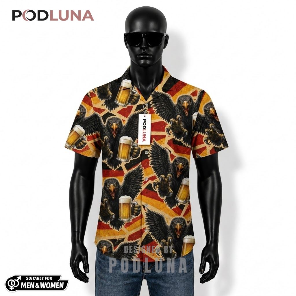 Eagle Beer Hawaiian Shirt German Flag Pattern Front