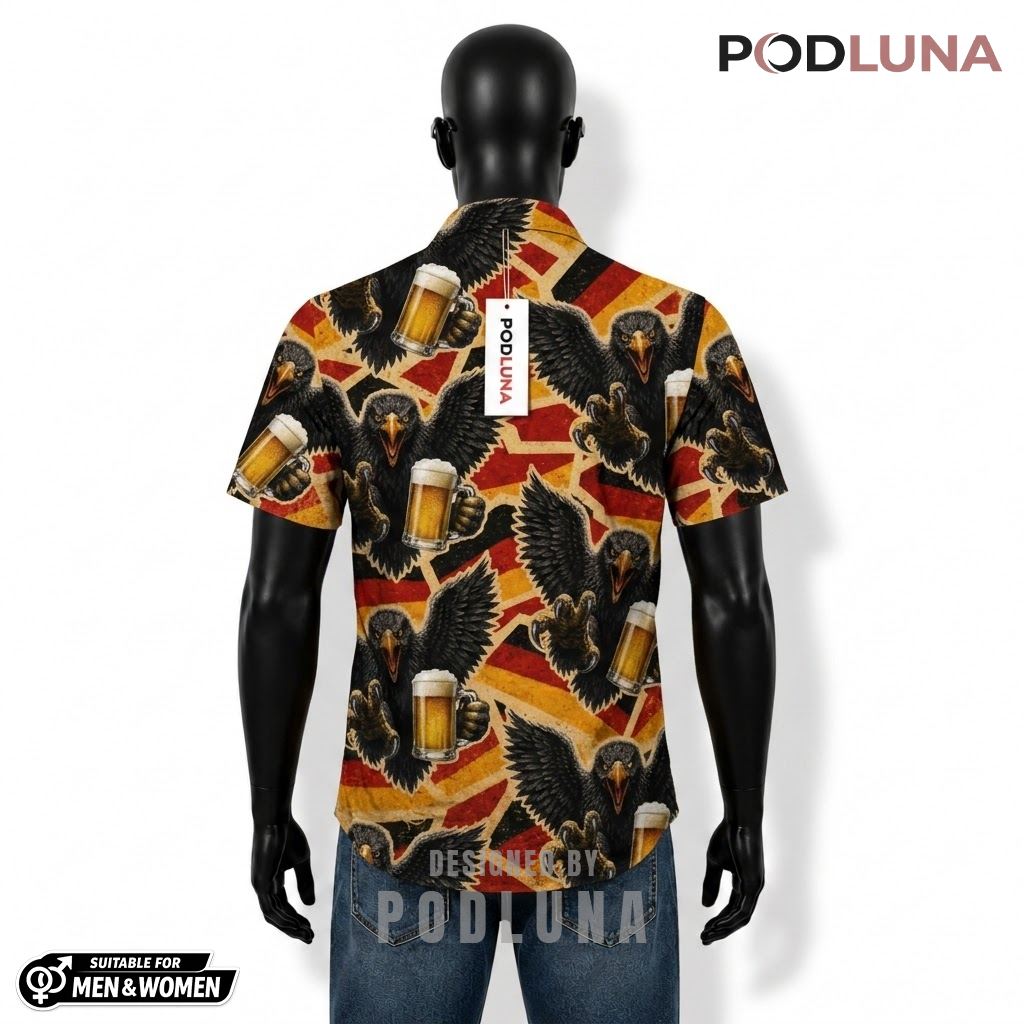 Eagle Beer Hawaiian Shirt German Flag Pattern Back Eagle Beer Hawaiian Shirt German Flag Pattern Back