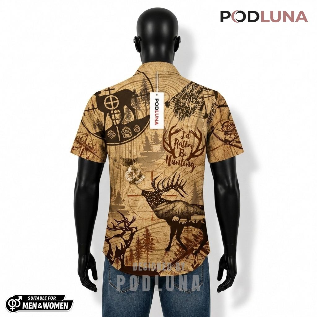 Elk Hunting Hawaiian Shirt Rather Be Quote Back Elk Hunting Hawaiian Shirt Rather Be Quote Back