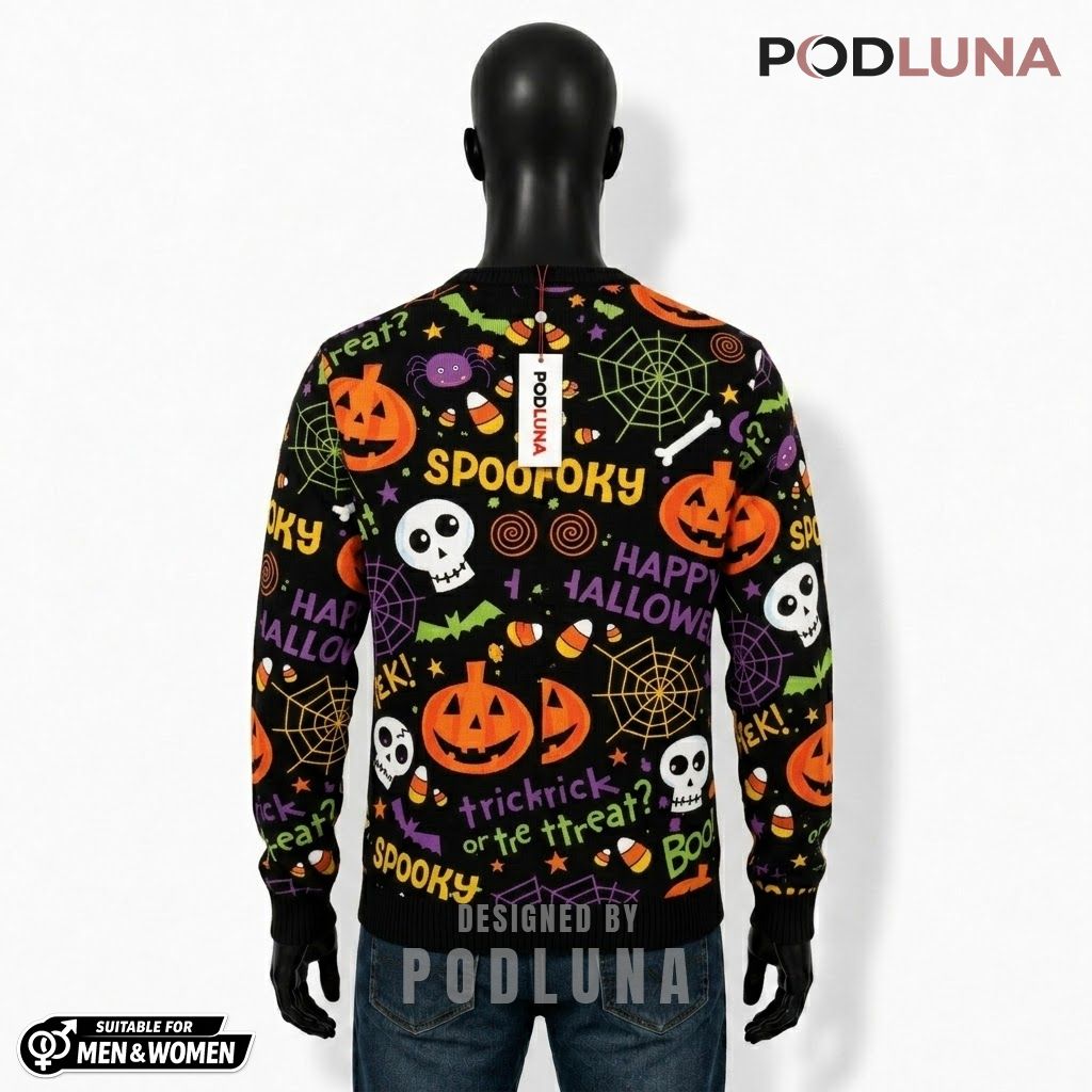 Funky Halloween Cardigan Pumpkin Skull Print 2 Funky Halloween Cardigan Pumpkin Skull Print 2