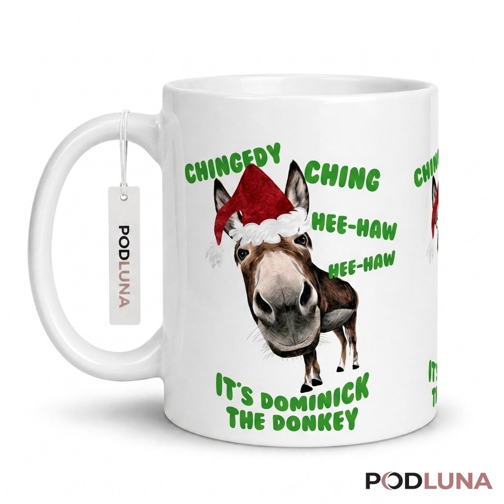 Funny Christmas Mugs Dominick The Donkey Santa Hat 1