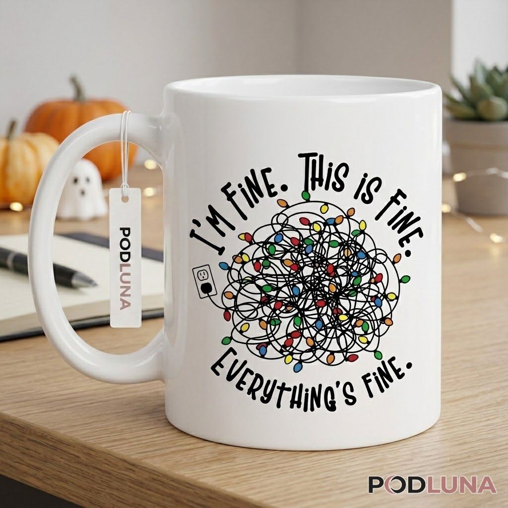 Funny Christmas Mugs I'm Fine Everything's Fine Tangled Lights Coffee Cup 2 Funny Christmas Mugs I'm Fine Everything's Fine Tangled Lights Coffee Cup 2