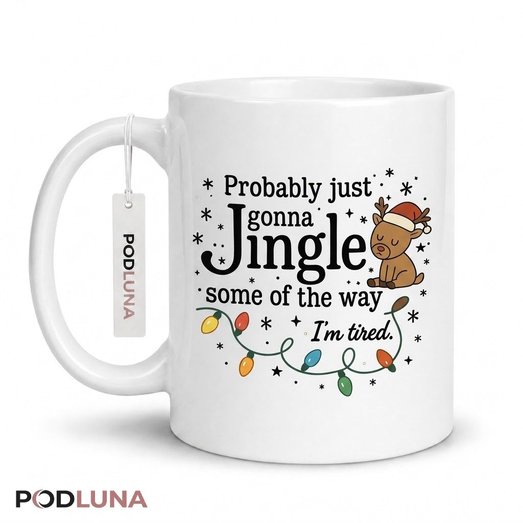 Funny Christmas Mugs Probably Just Gonna Jingle Tired Reindeer Coffee Cup 1