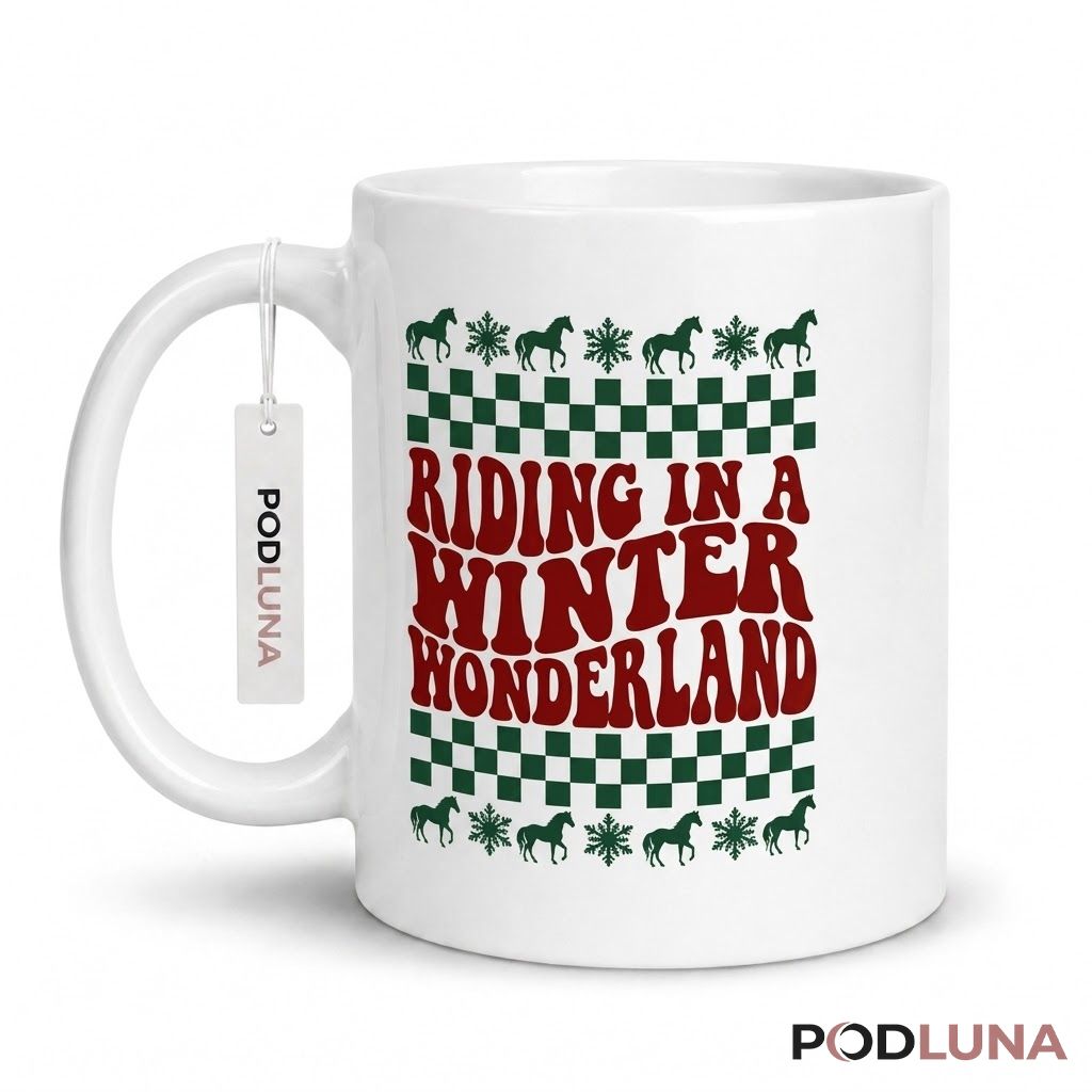 Funny Christmas Mugs Riding In A Winter Wonderland Horse Coffee Cup 1