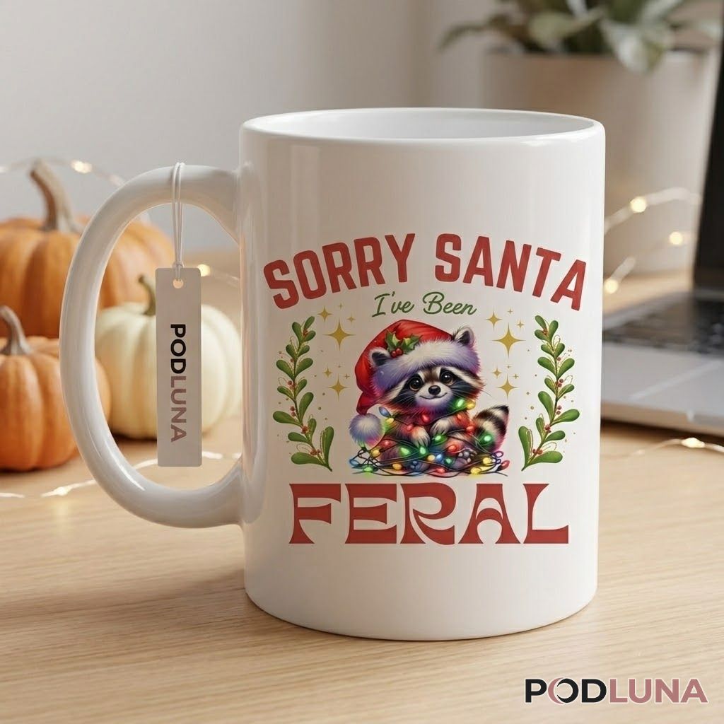 Funny Christmas Mugs Sorry Santa Ive Been Feral Raccoon Coffee Cup 2 Funny Christmas Mugs Sorry Santa Ive Been Feral Raccoon Coffee Cup 2