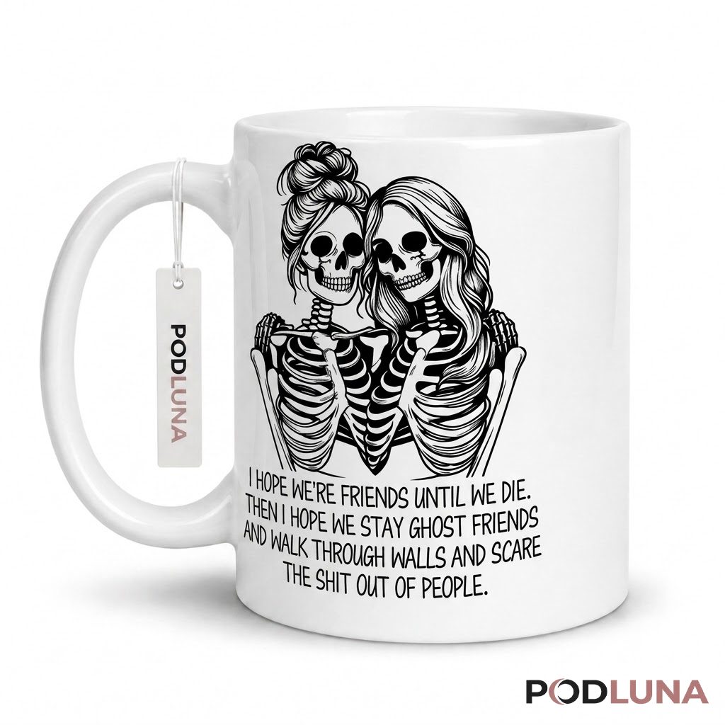 Funny Halloween Mug Skeleton Best Friends Until We Die 1