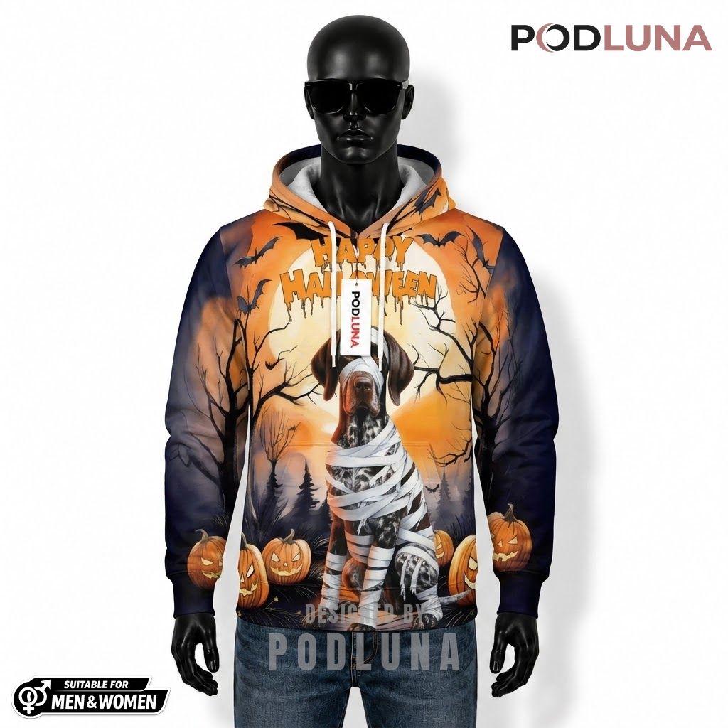 German Shorthaired Pointer Halloween 3D Hoodie Happy Mummy Costume 1