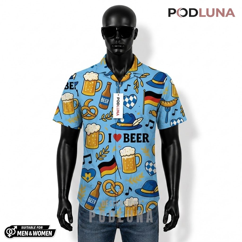 Germany Beer Patriotic Hawaiian Shirt Pretzel Print Design Front