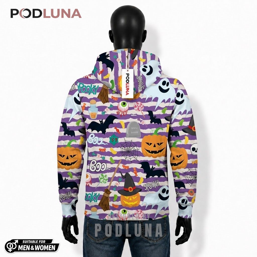 Ghost Halloween 3D Hoodie Spooky Boo Cartoon Purple Pattern 2 Ghost Halloween 3D Hoodie Spooky Boo Cartoon Purple Pattern 2