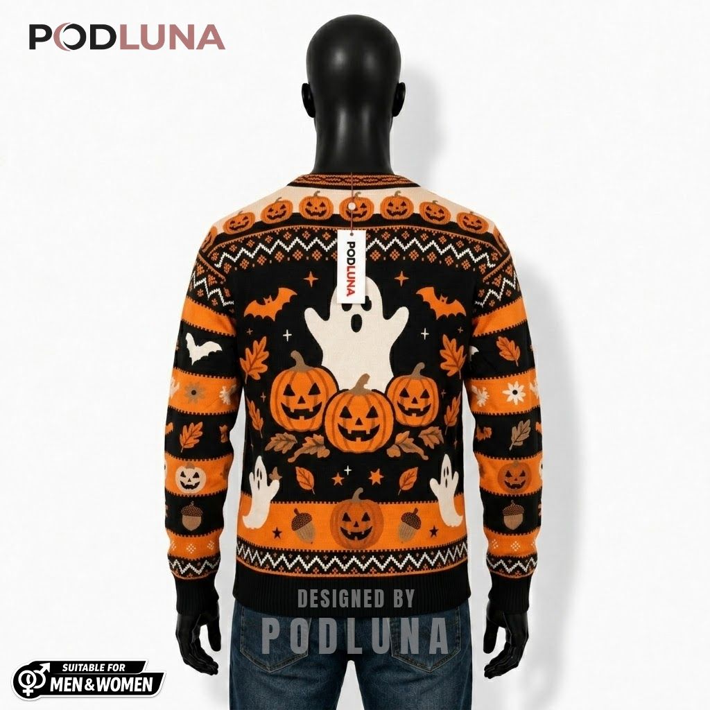 Ghost Halloween Cardigan Pumpkin Row Acorn Stripe 2 Ghost Halloween Cardigan Pumpkin Row Acorn Stripe 2