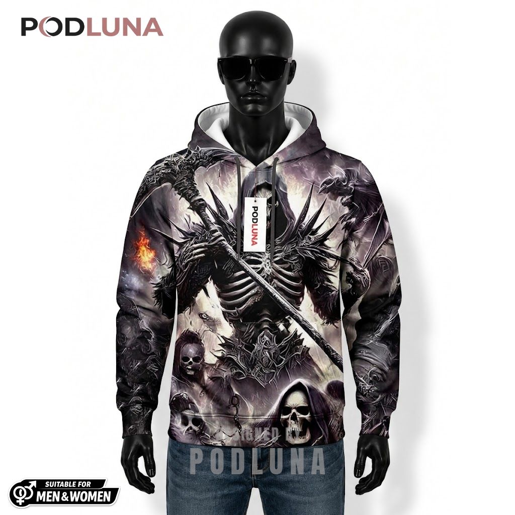 Grim Halloween 3d Hoodie Reaper Dark Skeleton Graphic 1